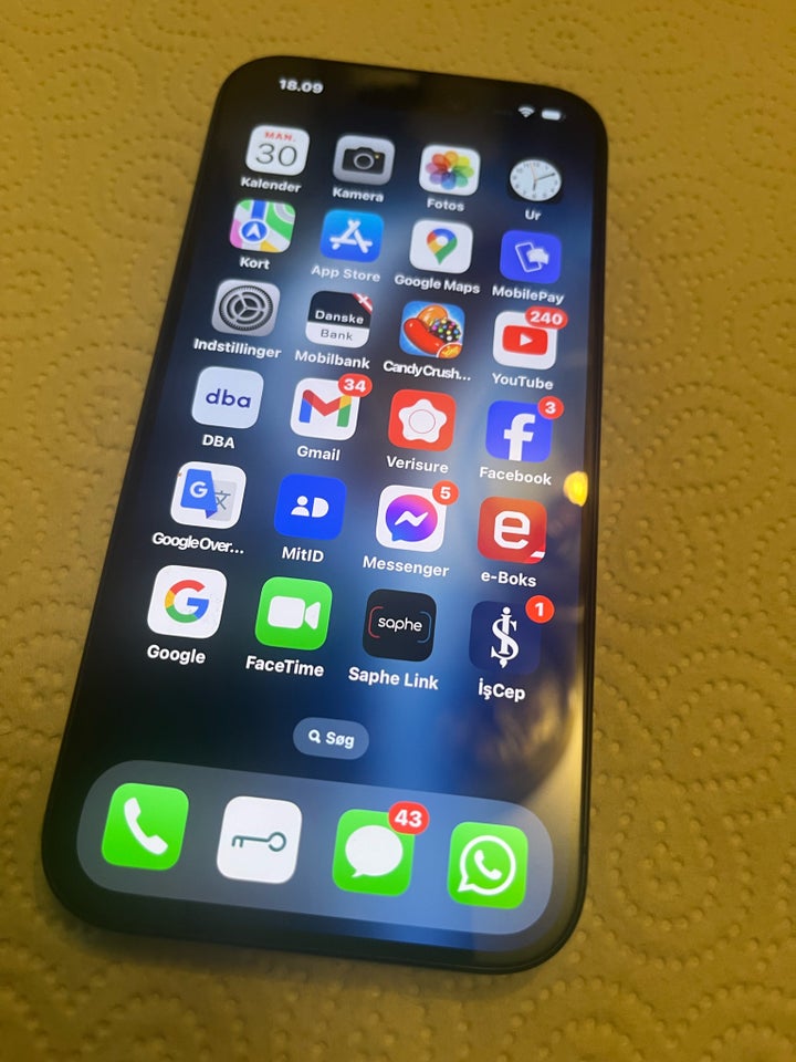 iPhone 15 Pro, 256 GB, sort