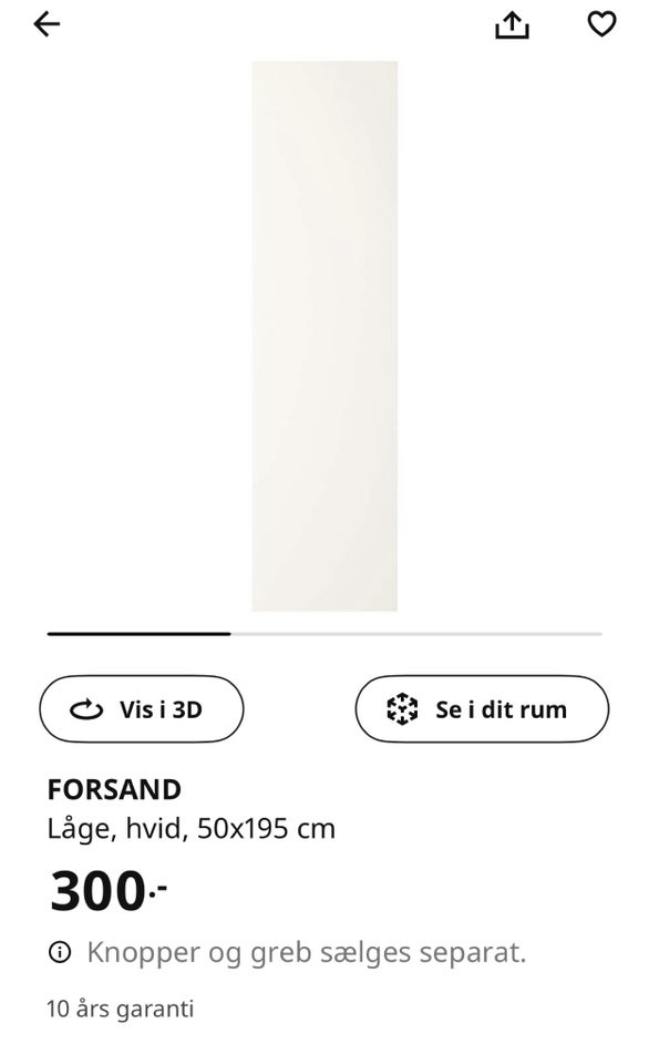 Skabslåge, Ikea Forsand, b: 50 h: