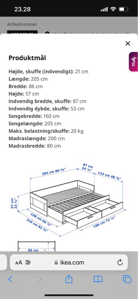 Andet, Brimmens Ikea , b: 86 l: 205 h: