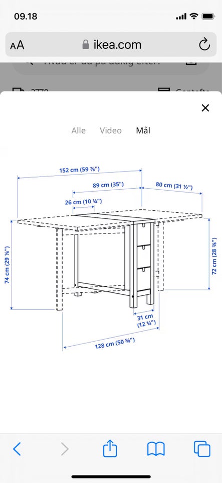 Spisebord Ikea Norden