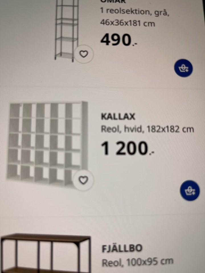 Reol, Ikea Kallax, b: 182 d: 39 h: 182