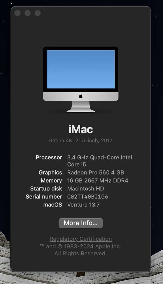 iMac, 21,5" 4K 16Gb SSD Radeon Pro