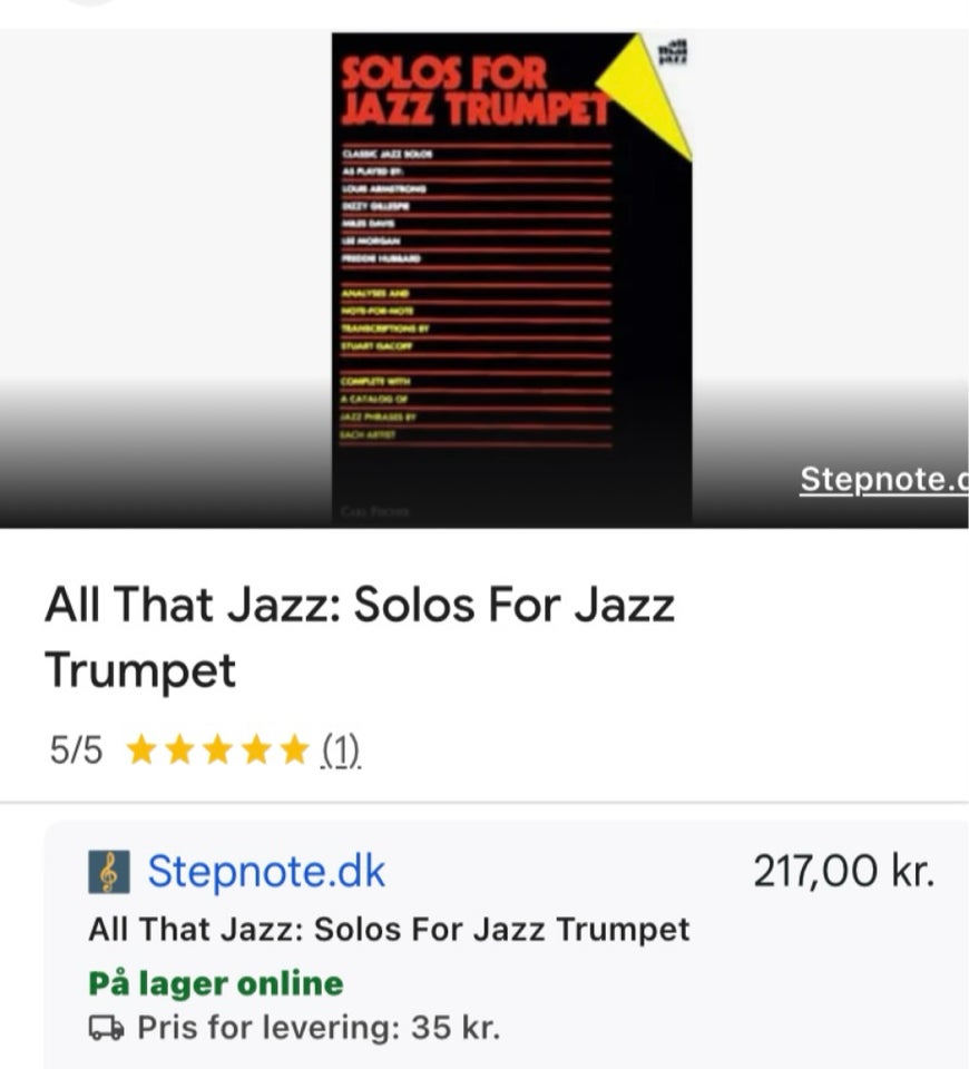 Noder for jazz trumpet, SLOS FOR