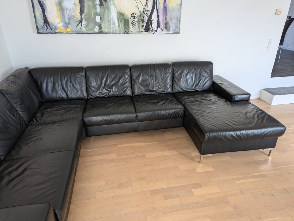 U-sofa, læder, 6 pers.