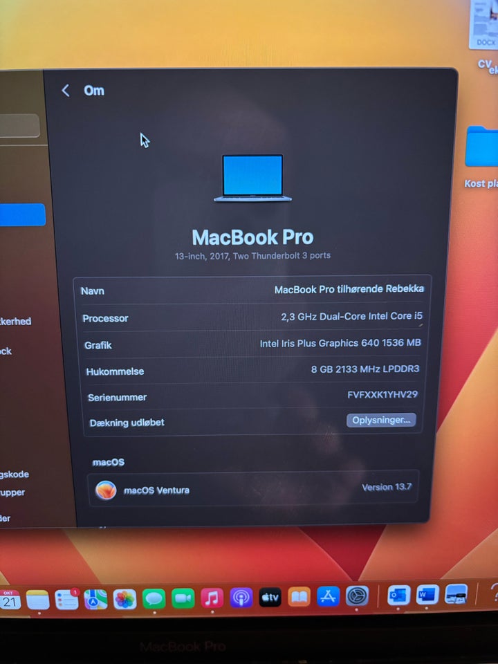 MacBook Pro, 2017, 2,3 GHz