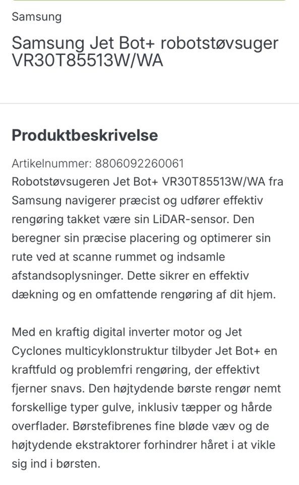 Robotstøvsuger, Samsung JetBot+,