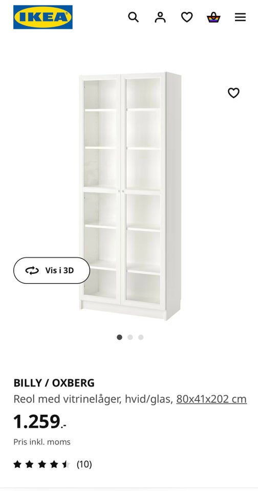 Vitrineskab IKEA b: 120 d: 41 h: