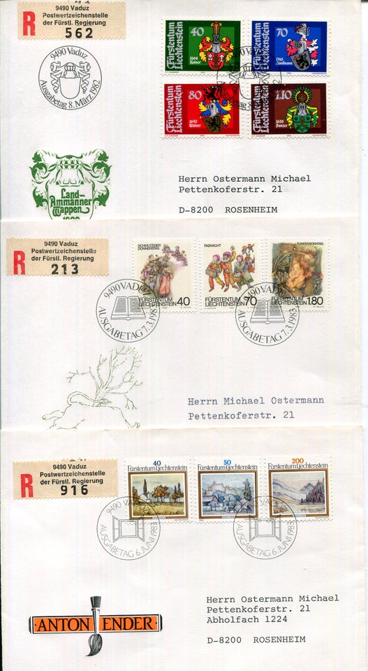 Lichtenstein, 50 FDC. Halvdelen