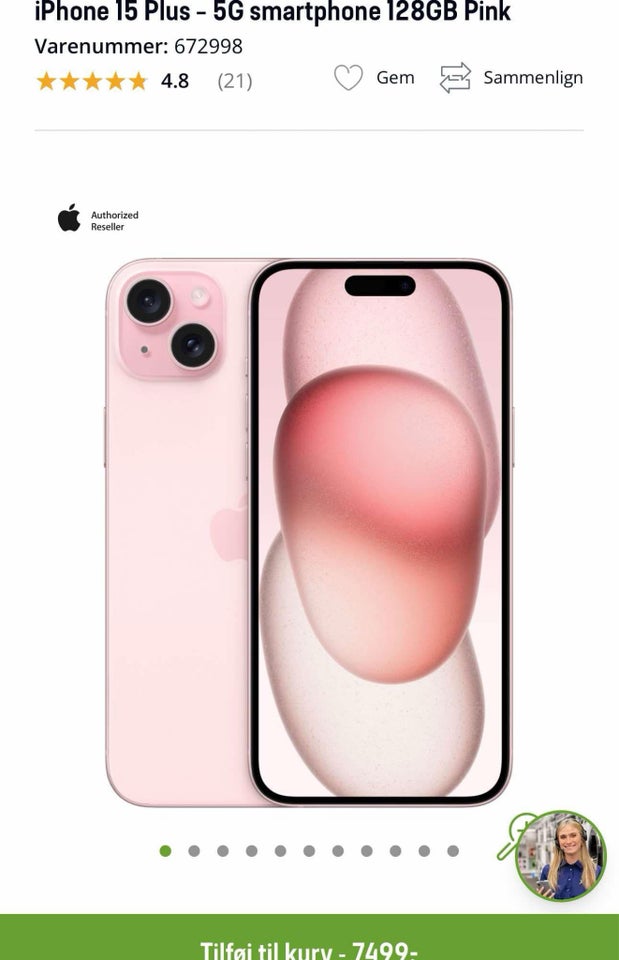 iPhone 15 Plus, 128 GB, pink