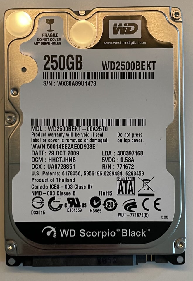 WD Scorpio Black, 250 GB, Perfekt