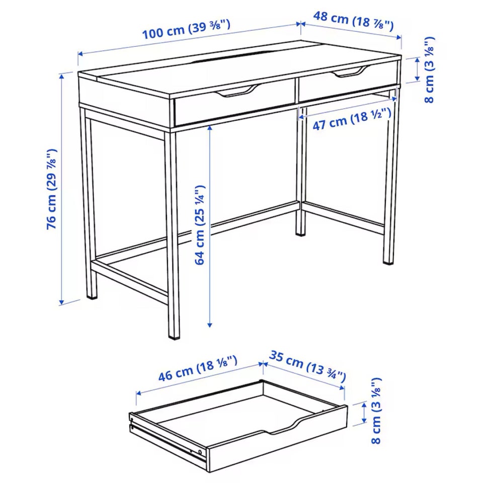 Skrive-/computerbord, IKEA, b: