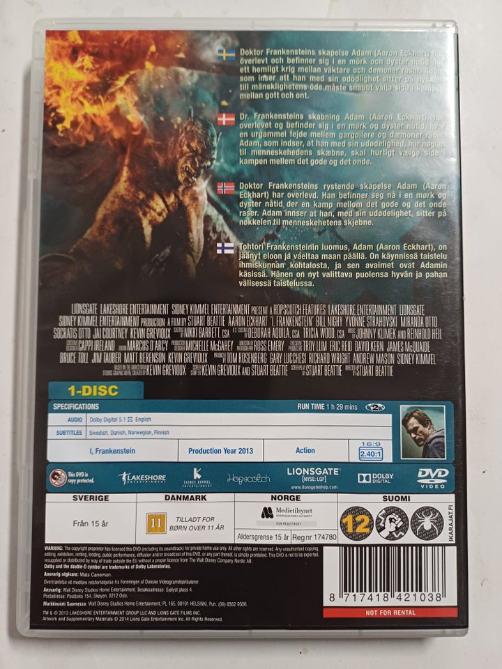 I, Frankenstein, DVD