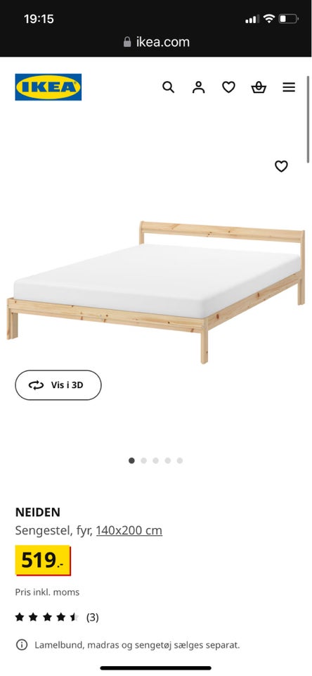 Sengeramme, Ikea, b: 140 l: 200 h: 20