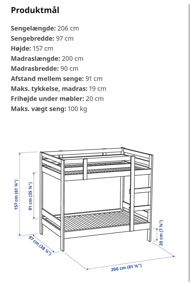 Køjeseng, IKEA MYDAL Køjeseng, b: