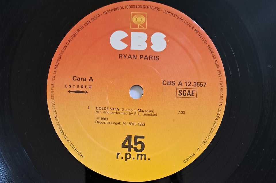 Maxi-single 12", Ryan Paris, Dolce