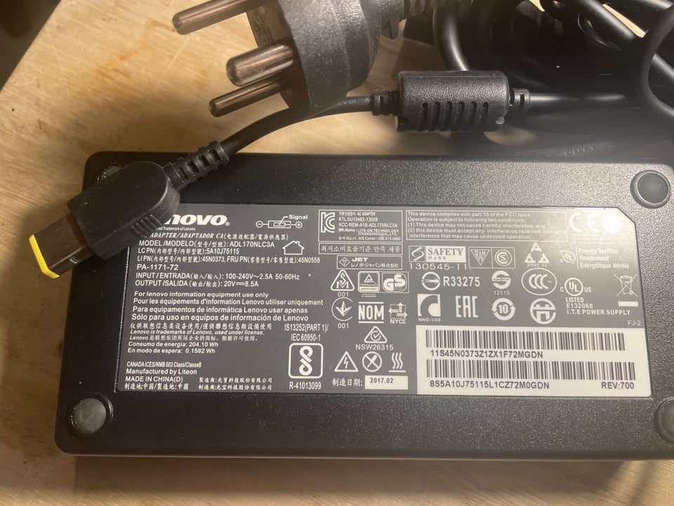 Oplader, LENOVO 180W, Perfekt