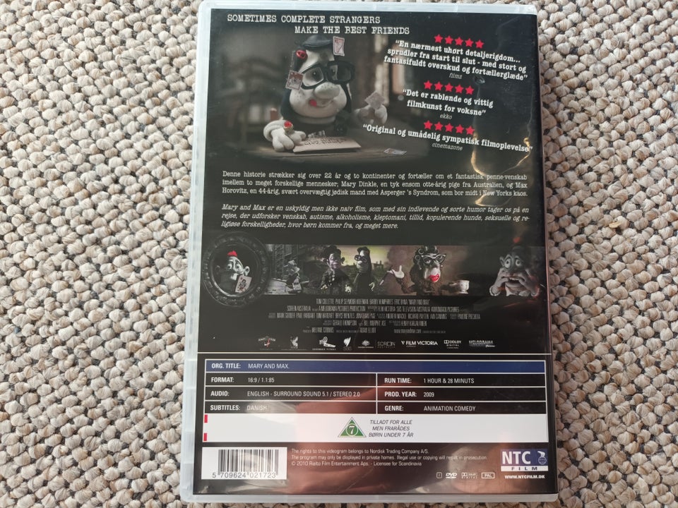 Mary and Max, DVD, tegnefilm