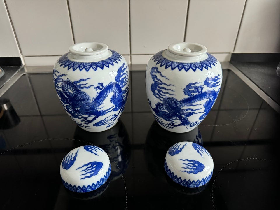 Kinesiske lågkrukker Porcelæn