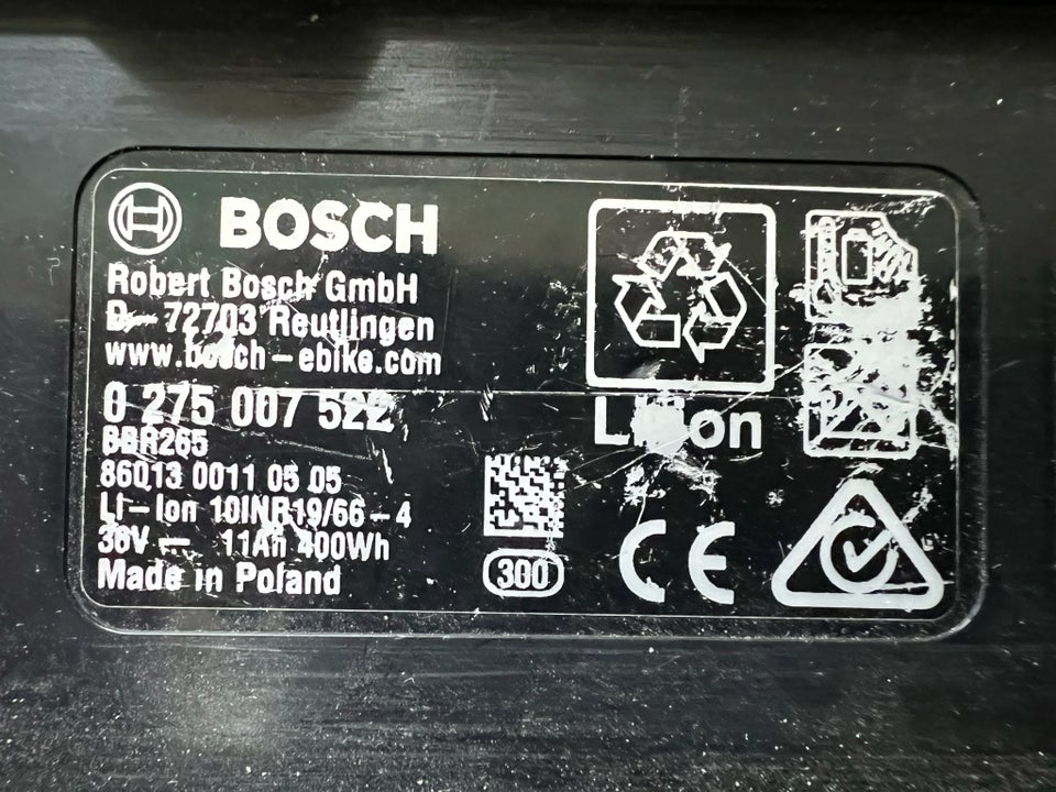 Elcykel-udstyr, Bosch batteri