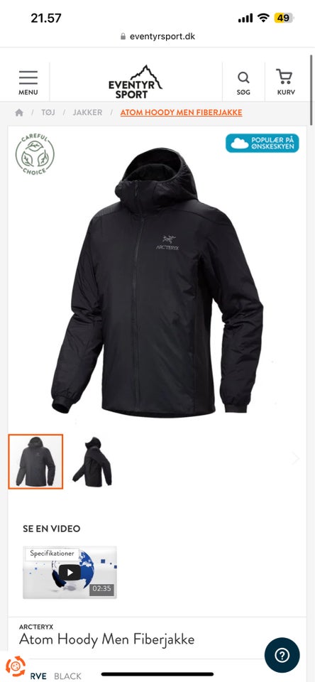 Jakke, str. L, Arcteryx