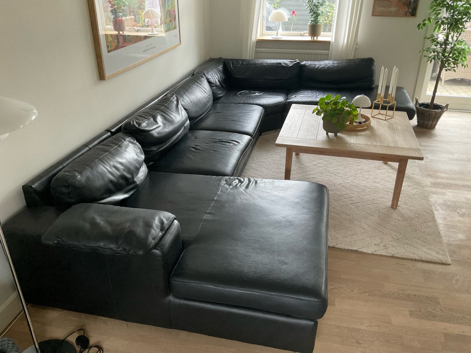 U-sofa, læder, 9 pers.