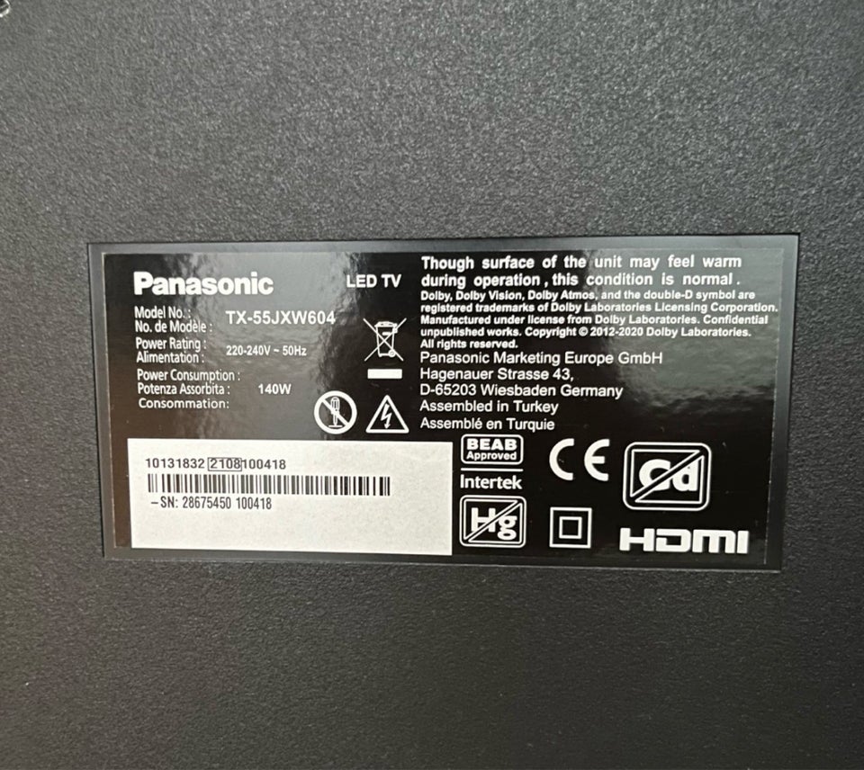 LED, Panasonic, TX-55JXW604