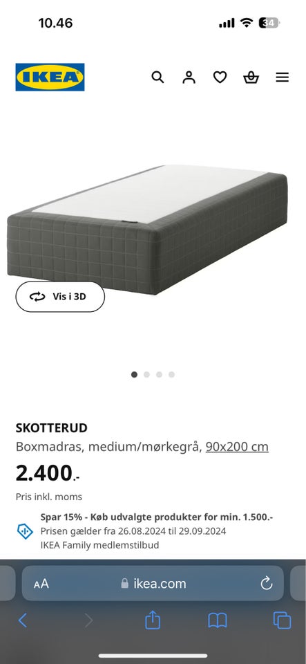 Boxmadras, Ikea, b: 90 l: 200