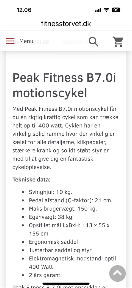 Motionscykel Peak Fitness