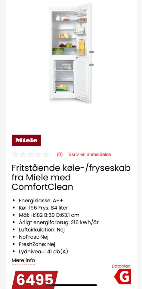 Køle/fryseskab, Miele