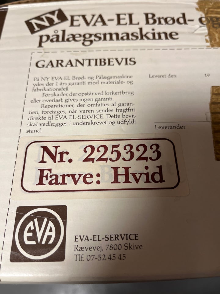 Pålægsmaskine Eva