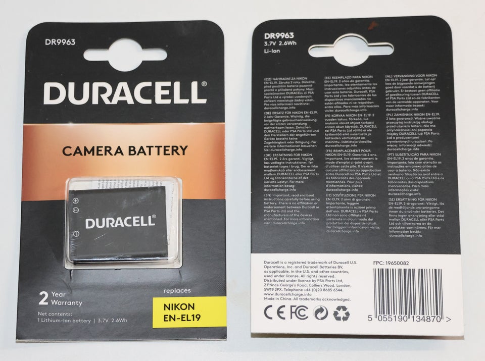 batteri, Duracell, Nikon EN-EL19