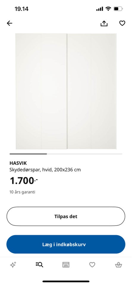 IKEA HASVIK skydedørspar 200x236,