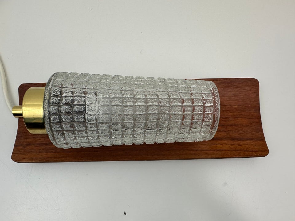 Væglampe Teak retro lampe m glas