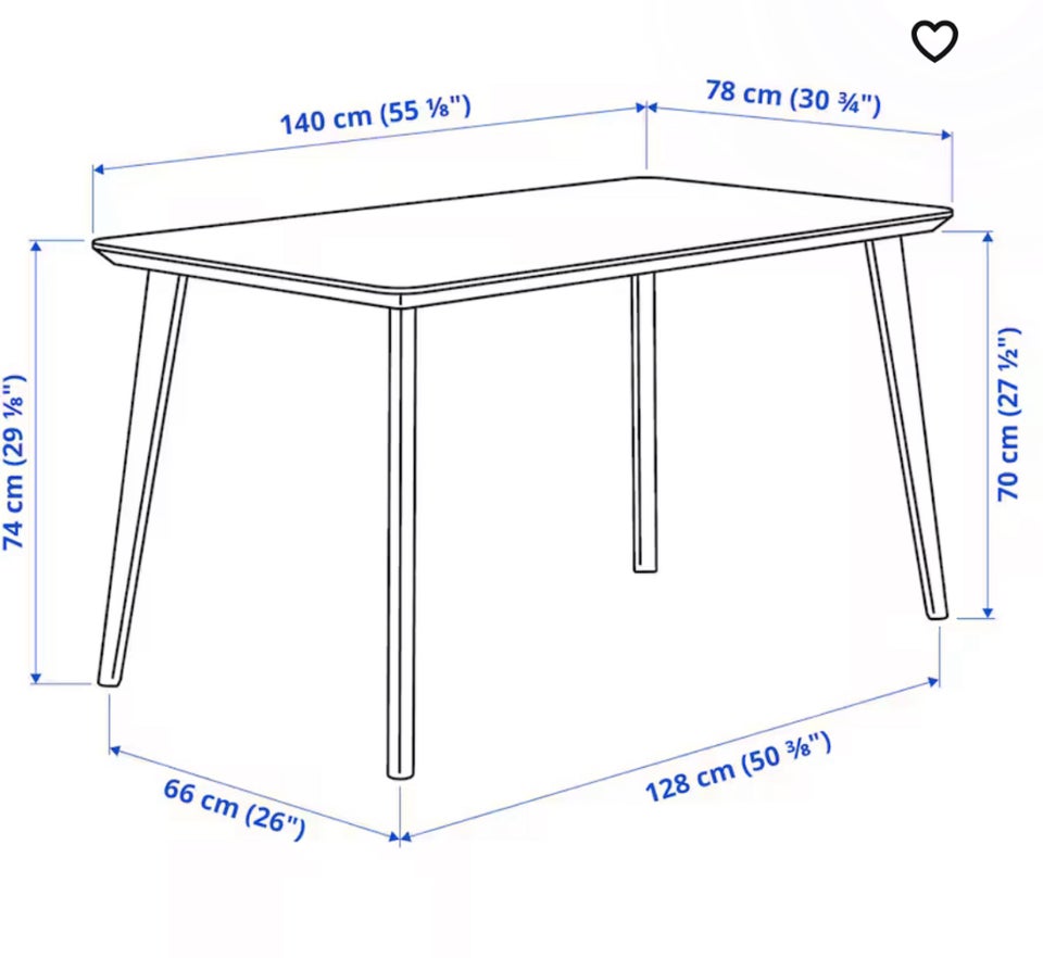 Spisebord, IKEA, b: 78 l: 140