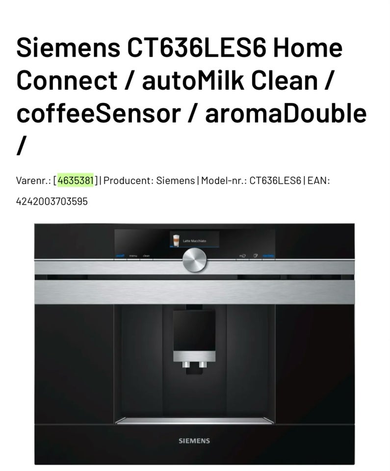 Espressomaskine, Siemens