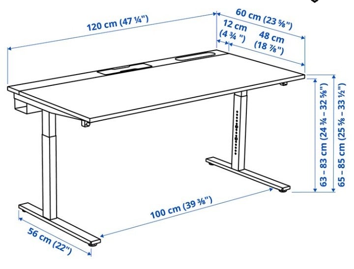 Skrive-/computerbord, b: 120