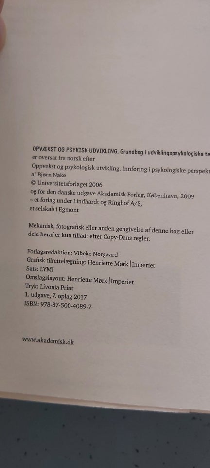 Opvækst og psykisk udvikling,