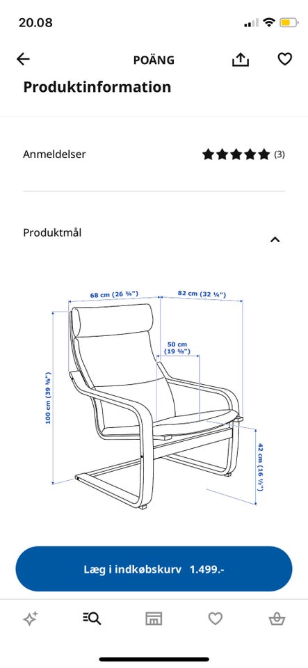 Lænestol, stof, Ikea