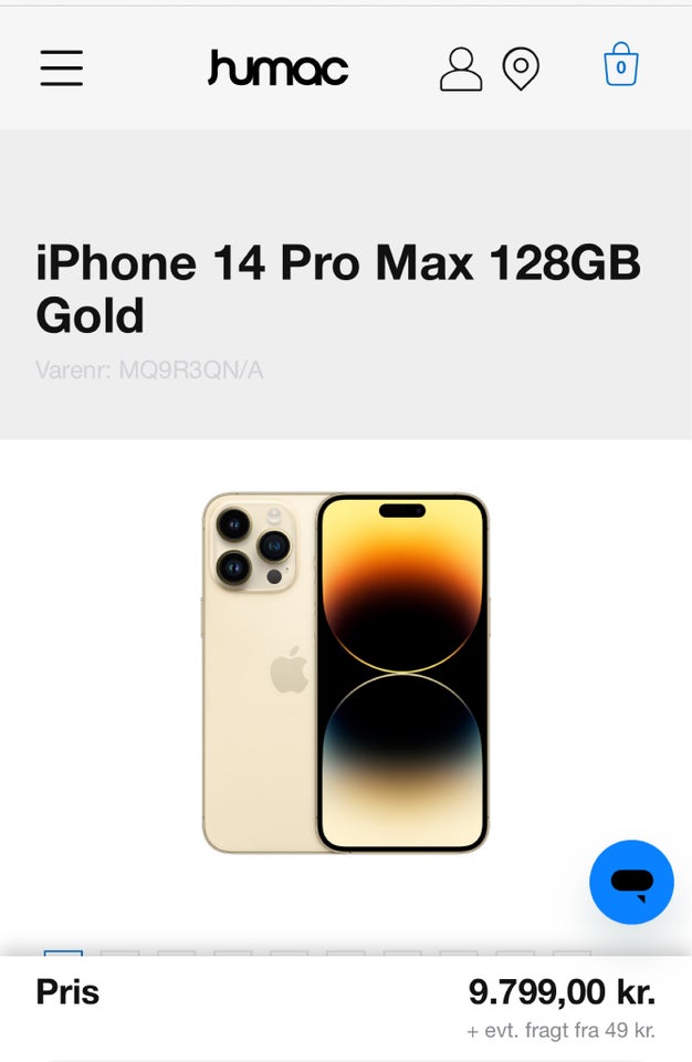 iPhone 14 Pro Max, 128 GB, guld