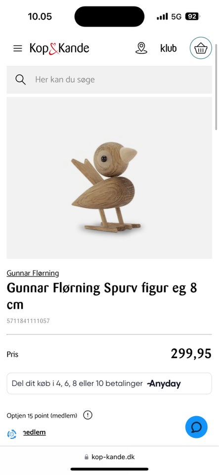 Gunnar Flørning Spurv 8 cm Gunnar