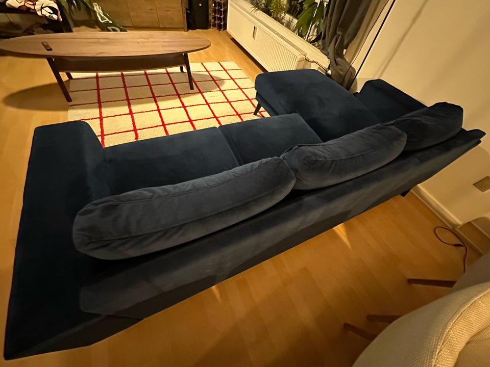 Hjørnesofa, velour, 3 pers.