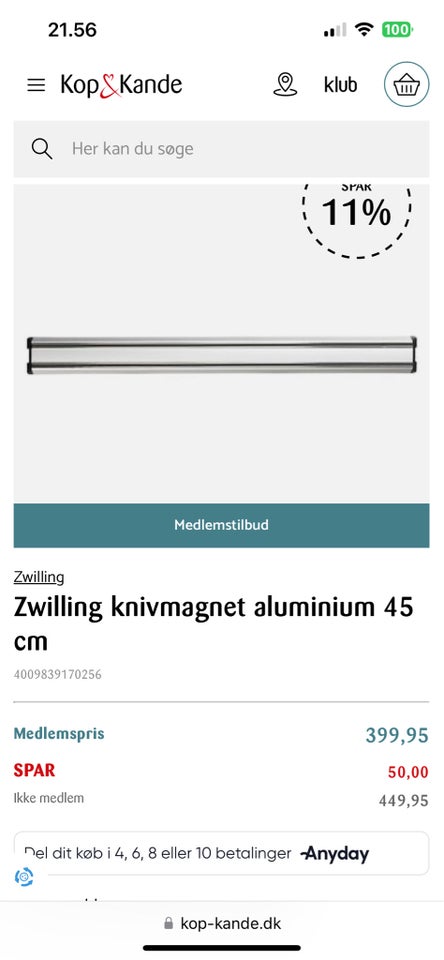 Knivmagnet holder, Zwilling