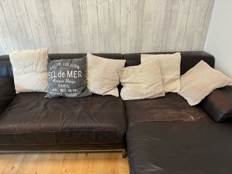 U-sofa, læder, 3 pers.