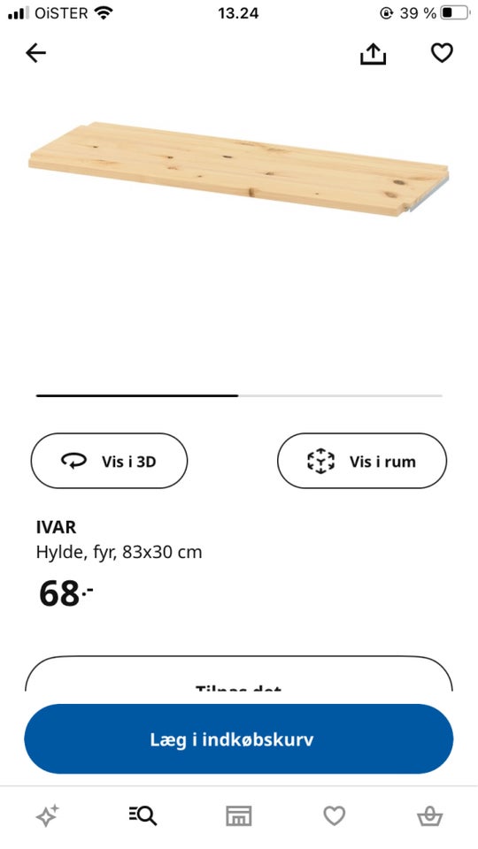 Anden reol, Ikea, b: 83 d: 30