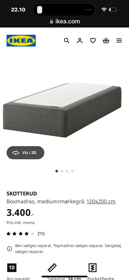 1½ seng, IKEA, b: 120 l: 200