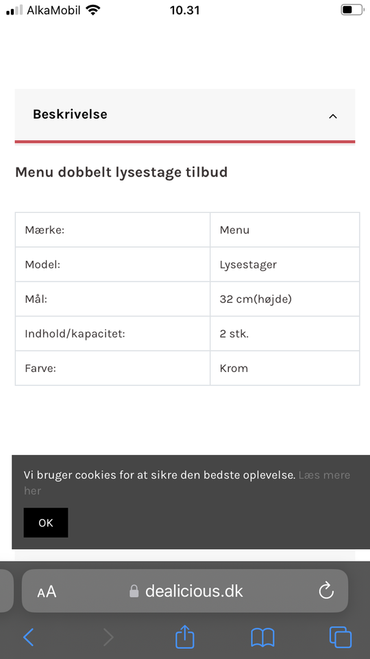 Lysestage Menu