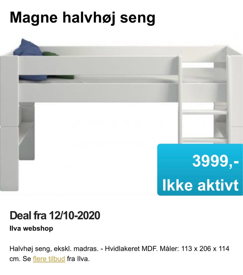 Halvhøj seng, Halv høj seng, b: 114