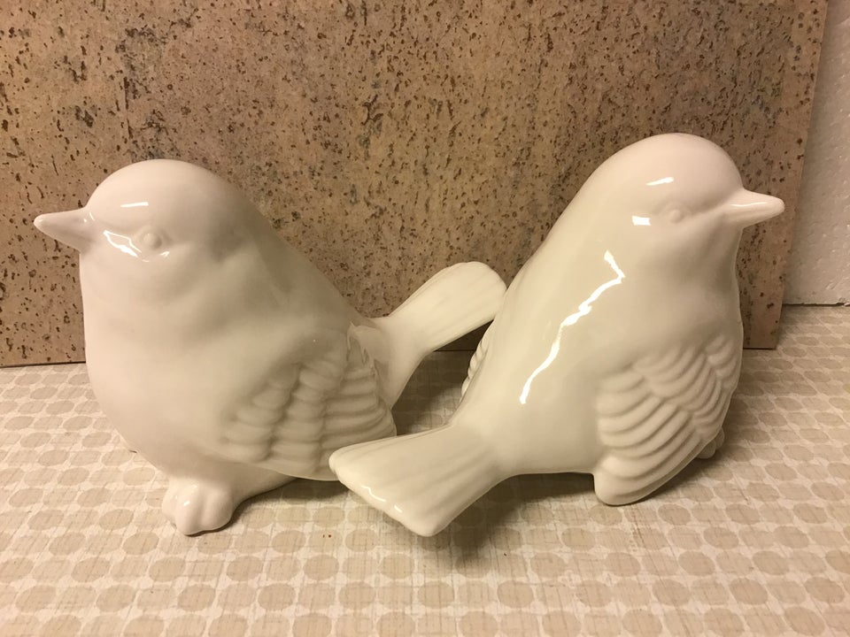 Porcelæn Hvid Fugl Fugle Figur