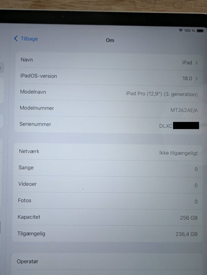 iPad Pro 3, 256 GB, hvid