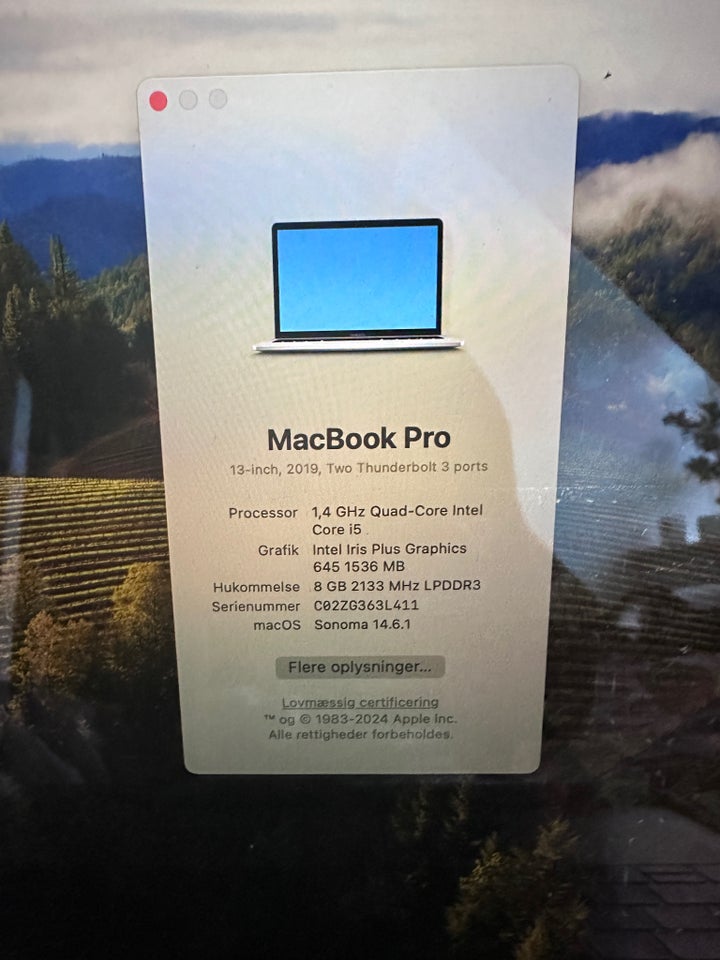 MacBook Pro, 13” 2019 A2159, 1,4 GHz